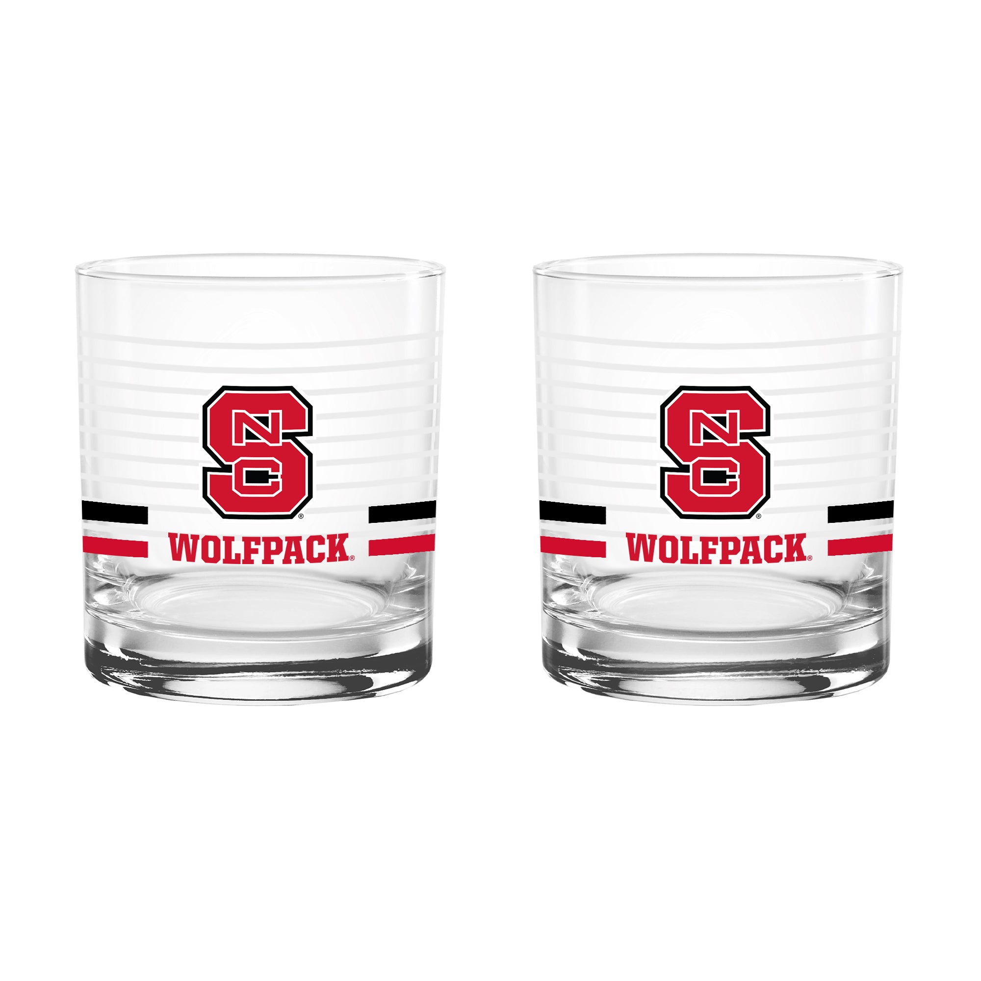 Set of 2 NC State Wolfpack 14oz Ring Rocks Glasses