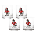 Set of 4 NC State Wolfpack Mascot by Laura Wilcox 14oz Rocks Glasses