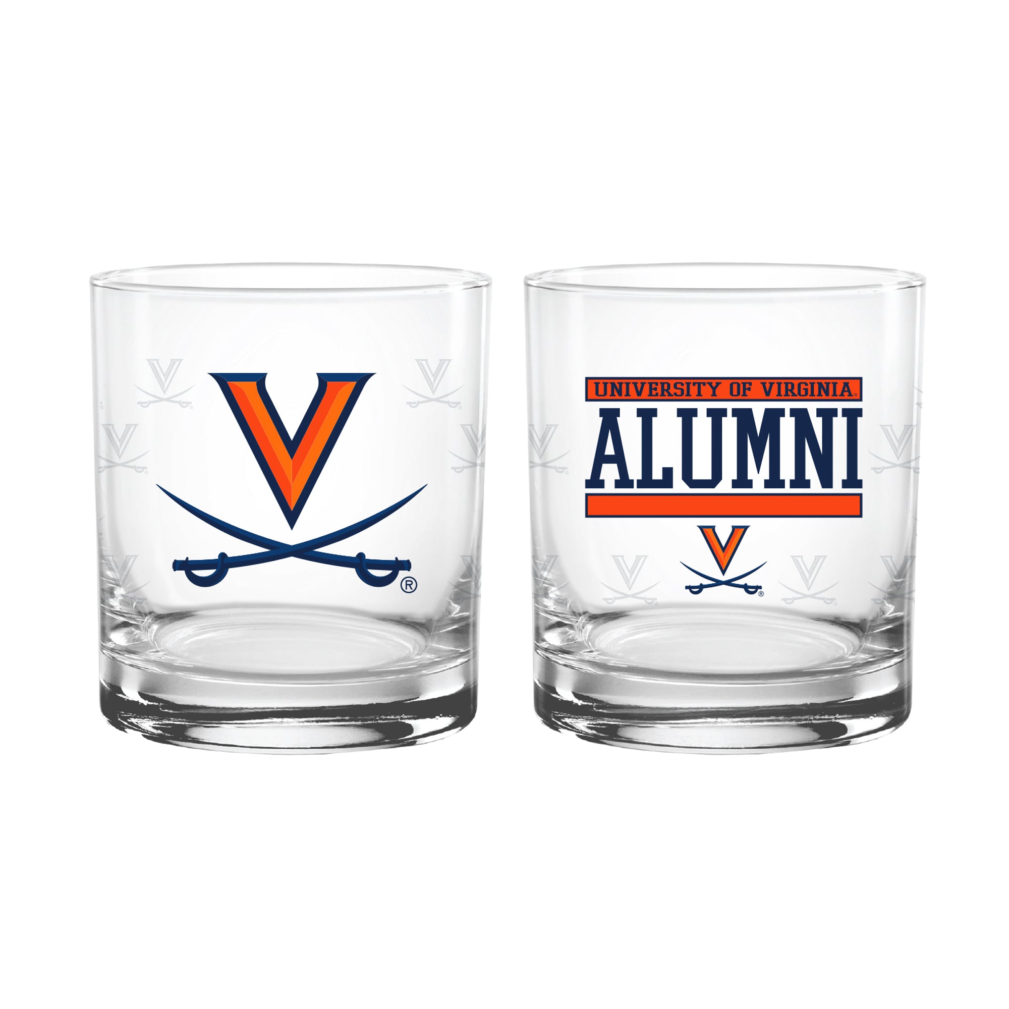 Set of 2 Virginia Cavaliers 14oz Alumni Rocks Glasses