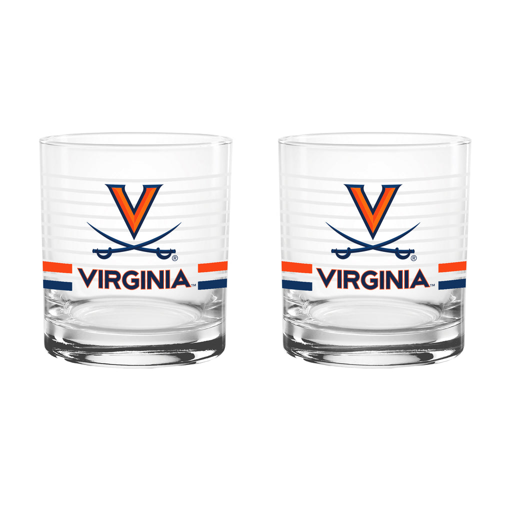 Set of 2 Virginia Cavaliers 14oz Ring Rocks Glasses