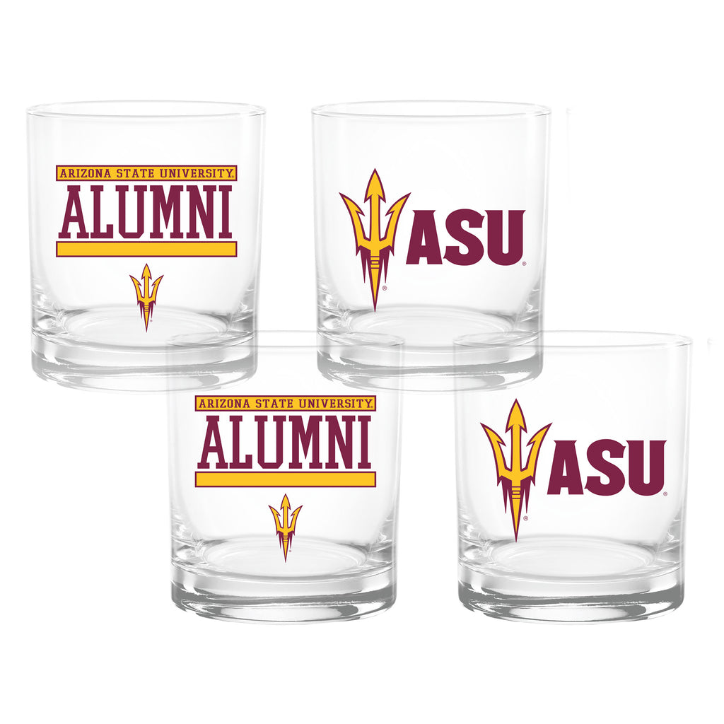Set of 4 Arizona State Sun Devils 14oz Alumni Rocks Glasses