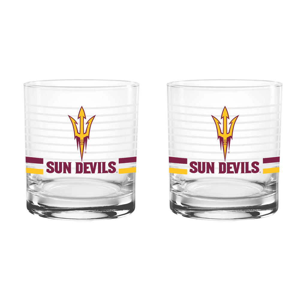 Set of 2 Arizona State Sun Devils 14oz Ring Rocks Glasses