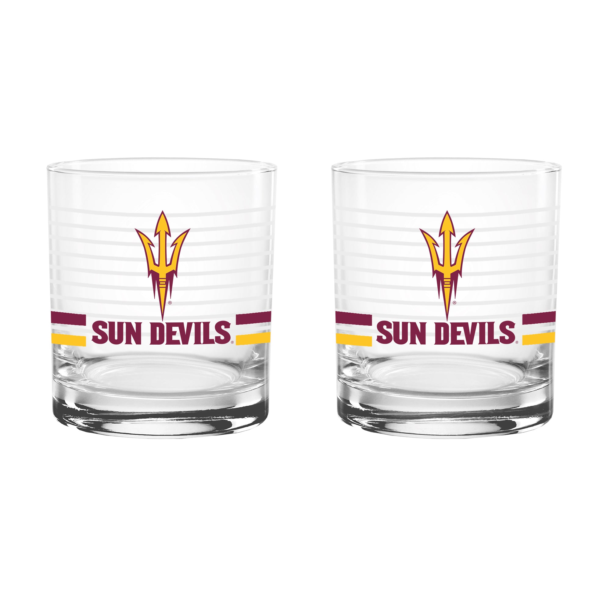 Set of 2 Arizona State Sun Devils 14oz Ring Rocks Glasses