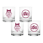 Set of 4 Arizona State Sun Devils College Vault Sketch 14oz Rocks Glasses
