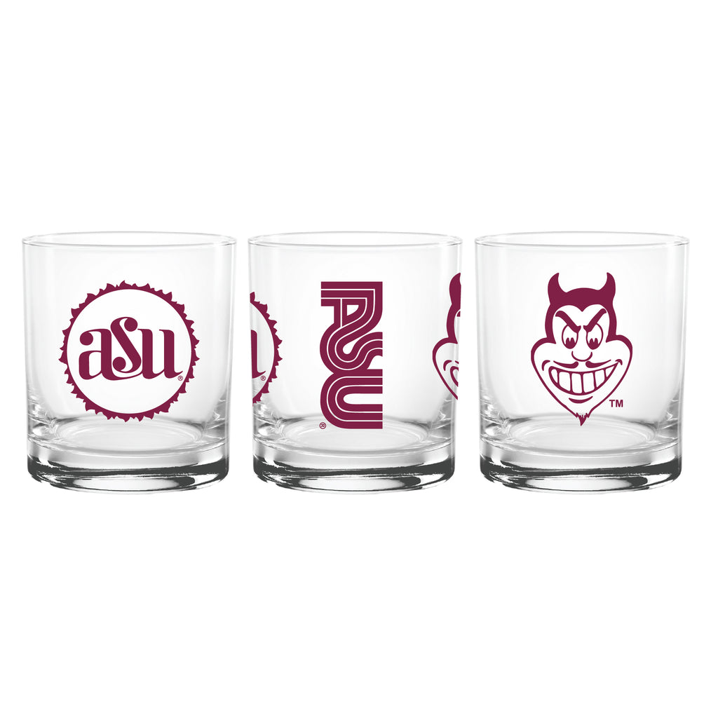 Set of 2 Arizona State Sun Devils College Vault Sketch 14oz Rocks Glasses