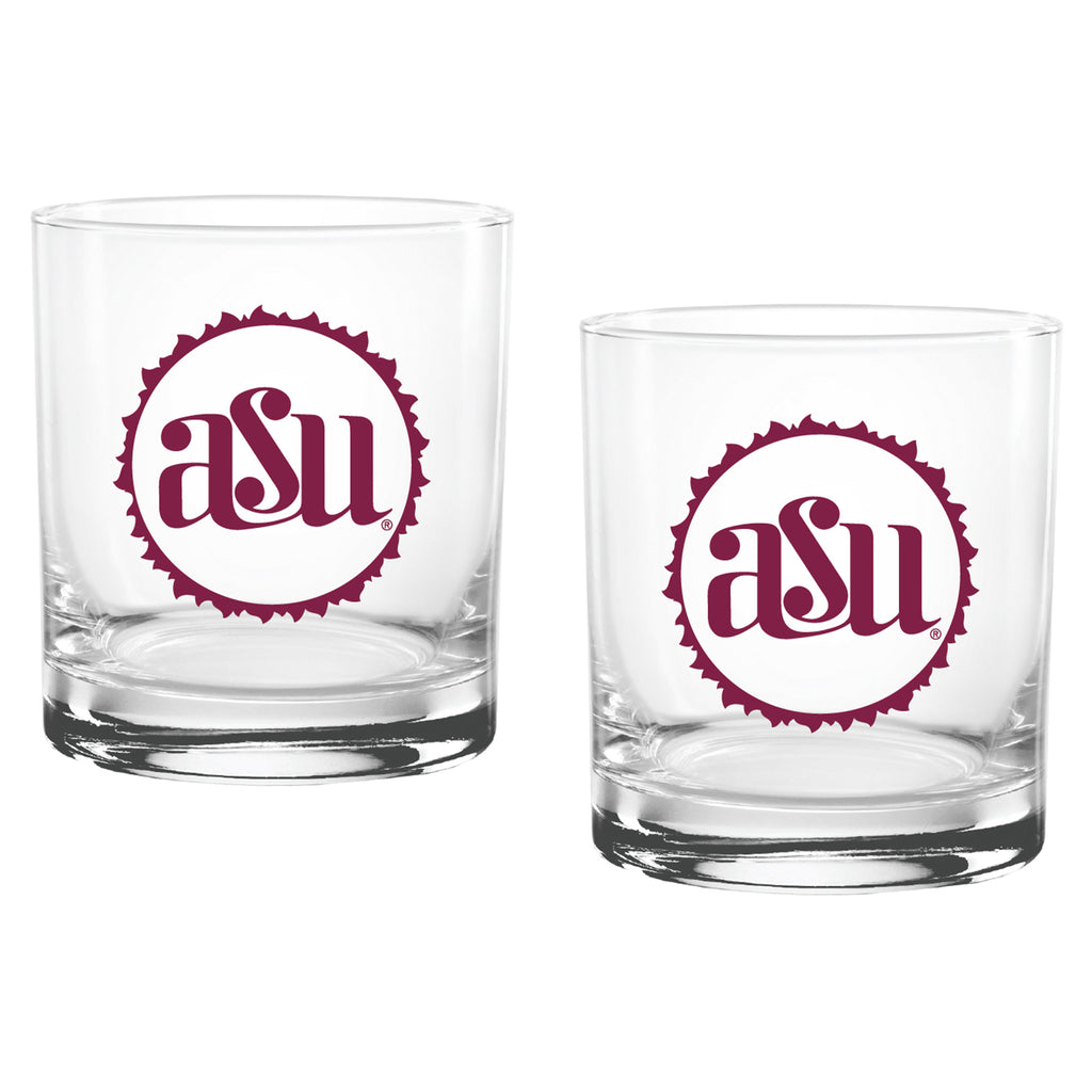 Set of 2 Arizona State Sun Devils College Vault Sketch 14oz Rocks Glasses