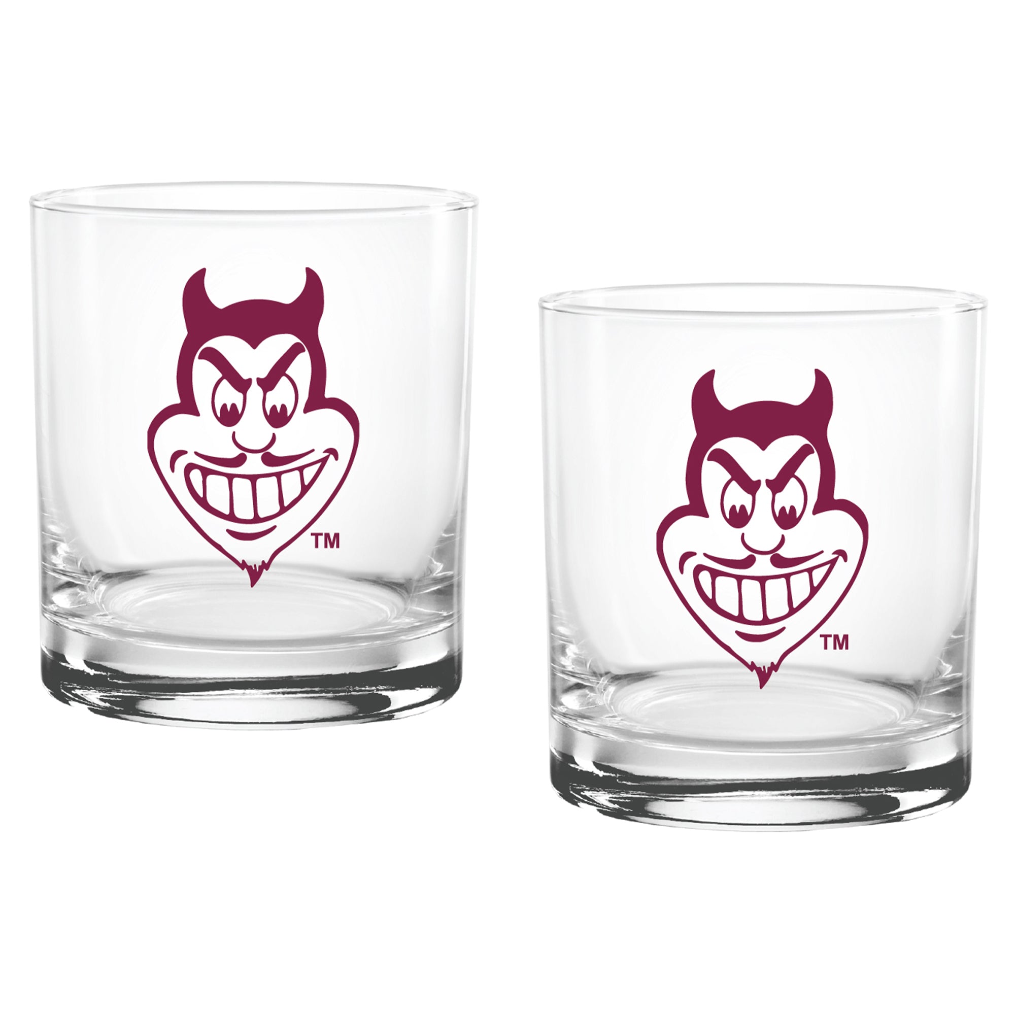 Set of 2 Arizona State Sun Devils College Vault Sketch 14oz Rocks Glasses