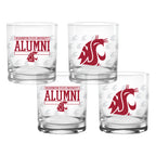 Set of 4 Washington State Cougars 14oz Alumni Rocks Glasses