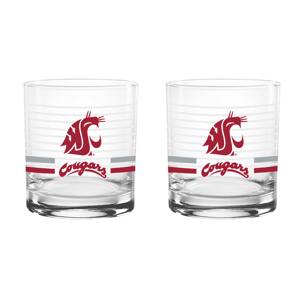 Set of 2 Washington State Cougars 14oz Ring Rocks Glasses