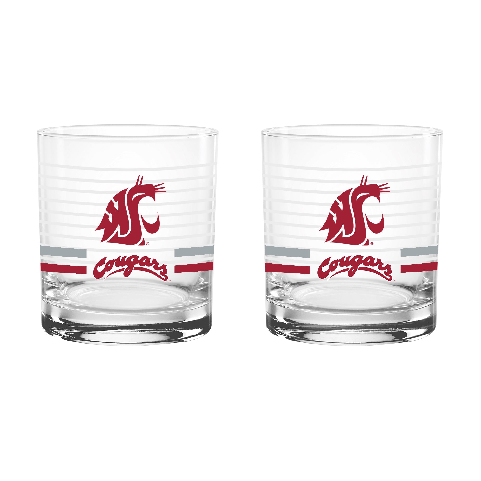 Set of 2 Washington State Cougars 14oz Ring Rocks Glasses