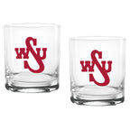 Set of 2 Washington State Cougars College Vault Sketch 14oz Rocks Glasses