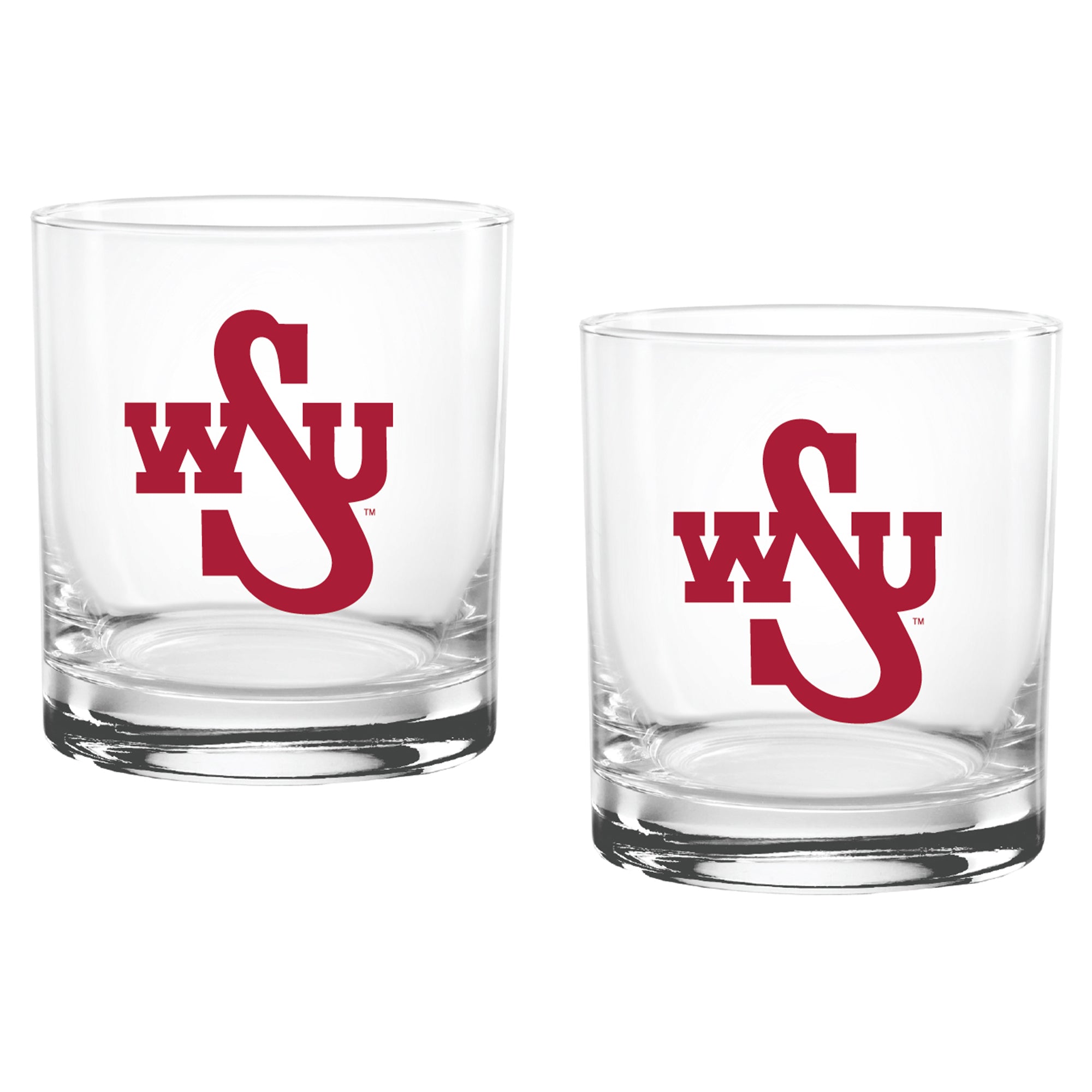 Set of 2 Washington State Cougars College Vault Sketch 14oz Rocks Glasses