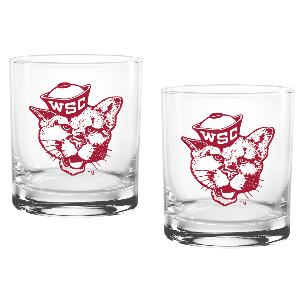 Set of 2 Washington State Cougars College Vault Sketch 14oz Rocks Glasses
