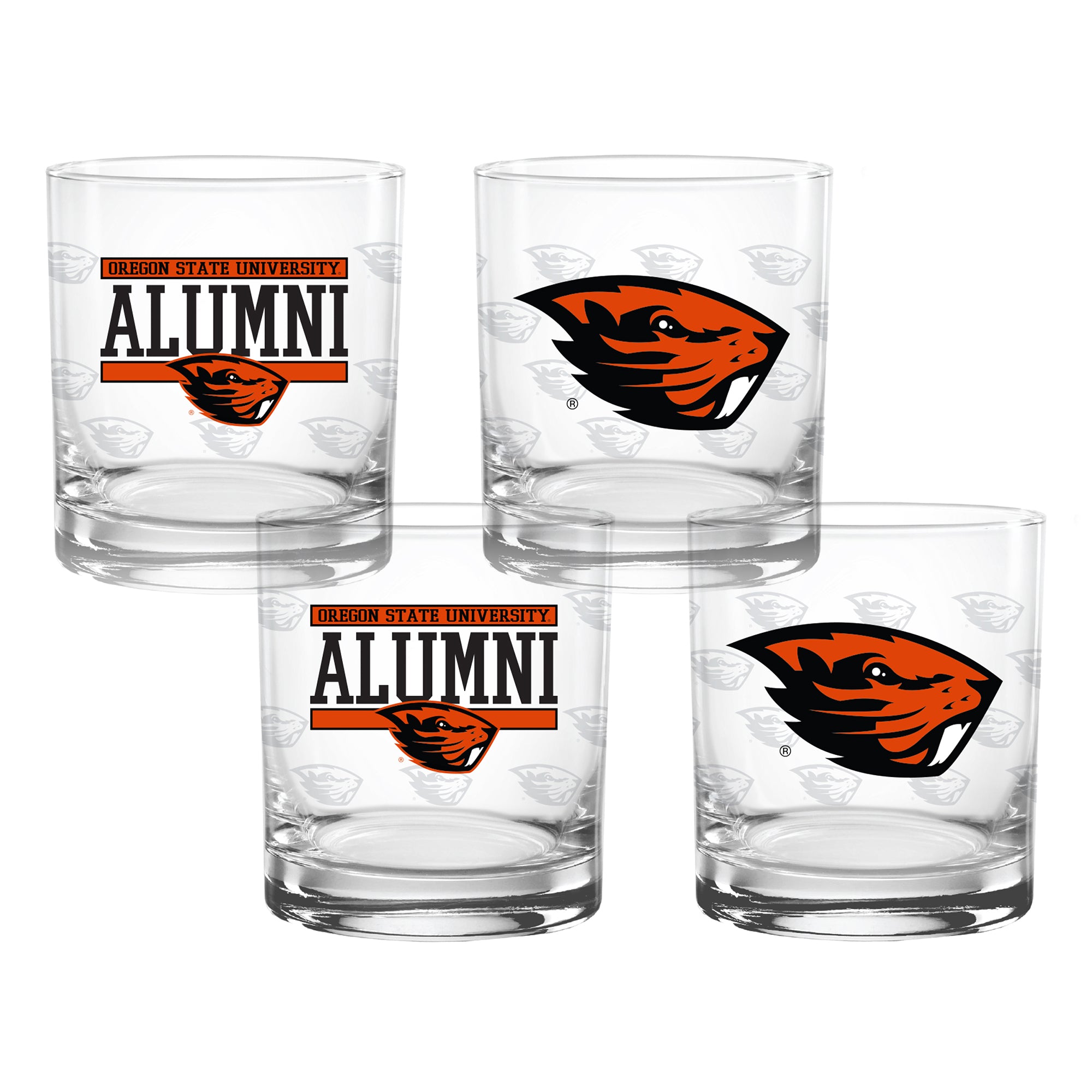 Set of 4 Oregon State Beavers 14oz Alumni Rocks Glasses