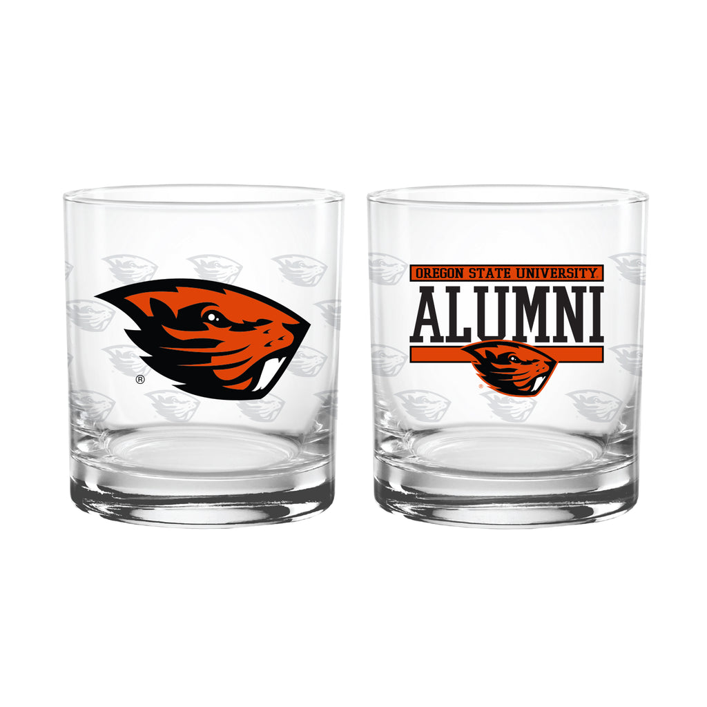 Set of 2 Oregon State Beavers 14oz Alumni Rocks Glasses