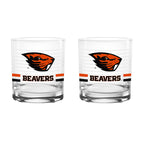 Set of 2 Oregon State Beavers 14oz Ring Rocks Glasses
