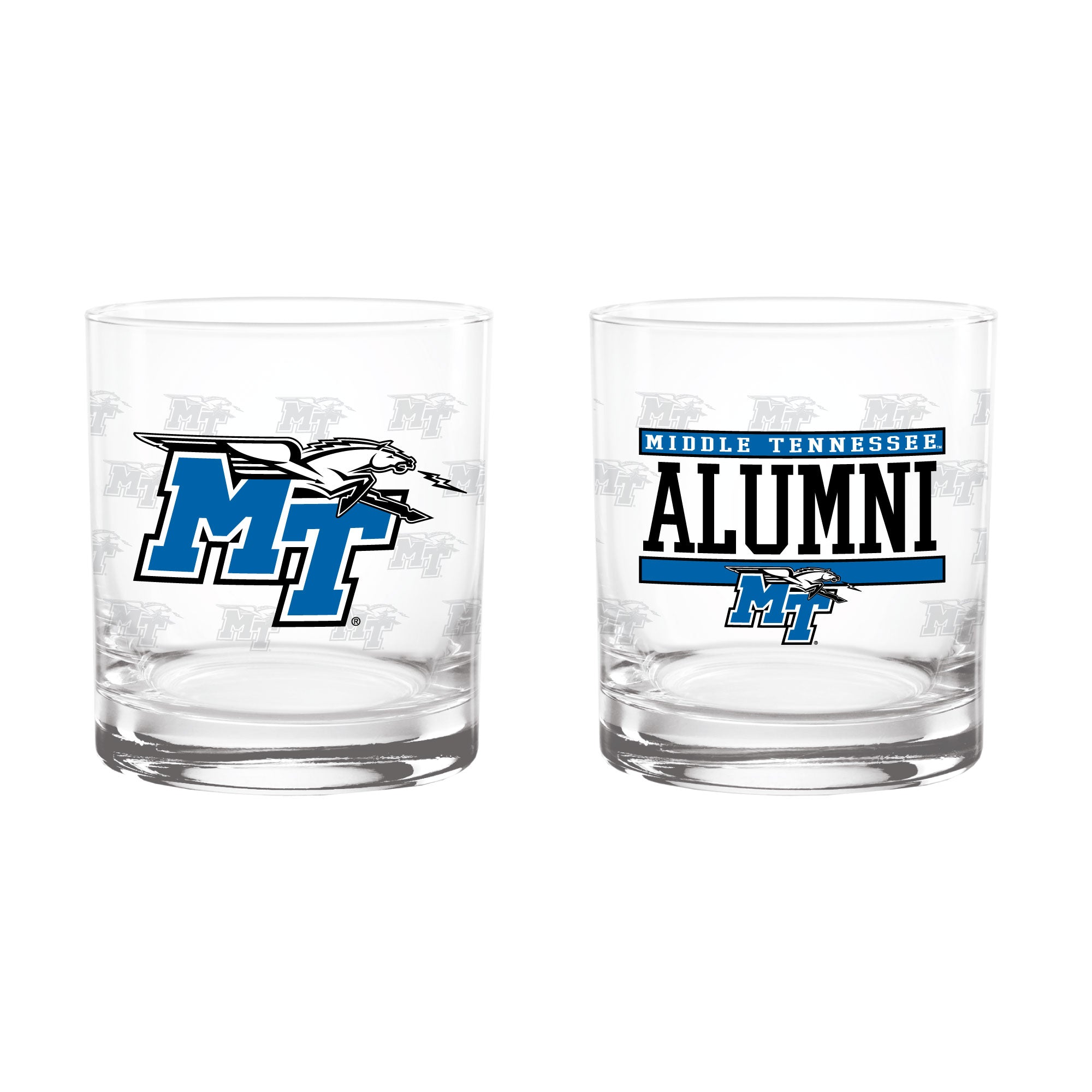 Set of 2 Middle Tennessee Blue Raiders 14oz Alumni Rocks Glasses