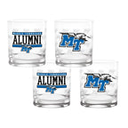 Set of 4 Middle Tennessee Blue Raiders 14oz Alumni Rocks Glasses