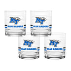 Set of 4 Middle Tennessee Blue Raiders 14oz Ring Rocks Glasses