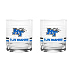 Set of 2 Middle Tennessee Blue Raiders 14oz Ring Rocks Glasses