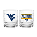 Set of 2 West Virginia Mountaineers 14oz Alumni Rocks Glasses