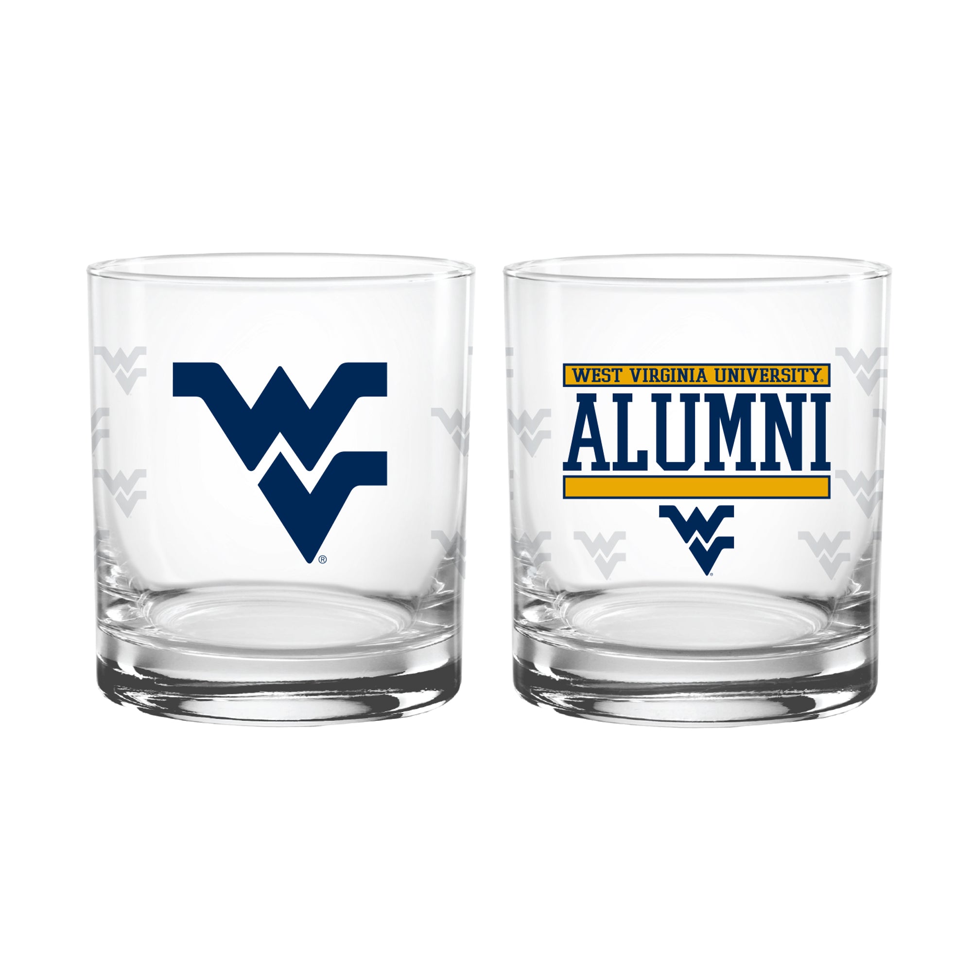 Set of 2 West Virginia Mountaineers 14oz Alumni Rocks Glasses