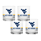 Set of 4 West Virginia Mountaineers 14oz Ring Rocks Glasses