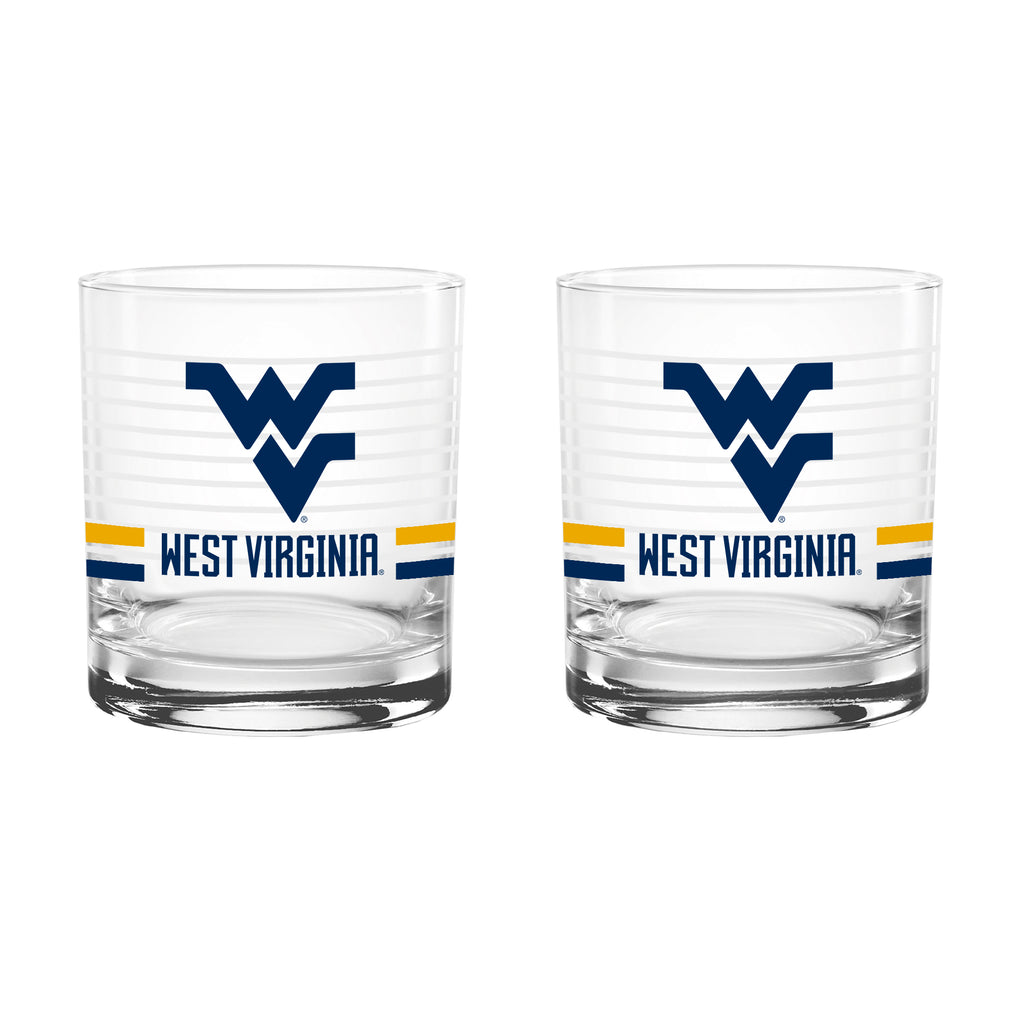 Set of 2 West Virginia Mountaineers 14oz Ring Rocks Glasses