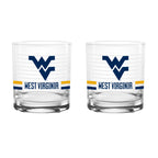Set of 2 West Virginia Mountaineers 14oz Ring Rocks Glasses