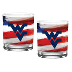 Set of 2 West Virginia Mountaineers 14oz Americana Rocks Glasses