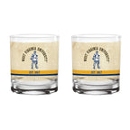 West Virginia Mountaineers Set of 2 College Vault Tan Retro 14oz Rocks Glasses