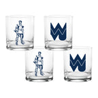 Set of 4 West Virginia Mountaineers College Vault Sketch 14oz Rocks Glasses