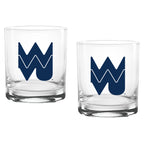 Set of 2 West Virginia Mountaineers College Vault Sketch 14oz Rocks Glasses