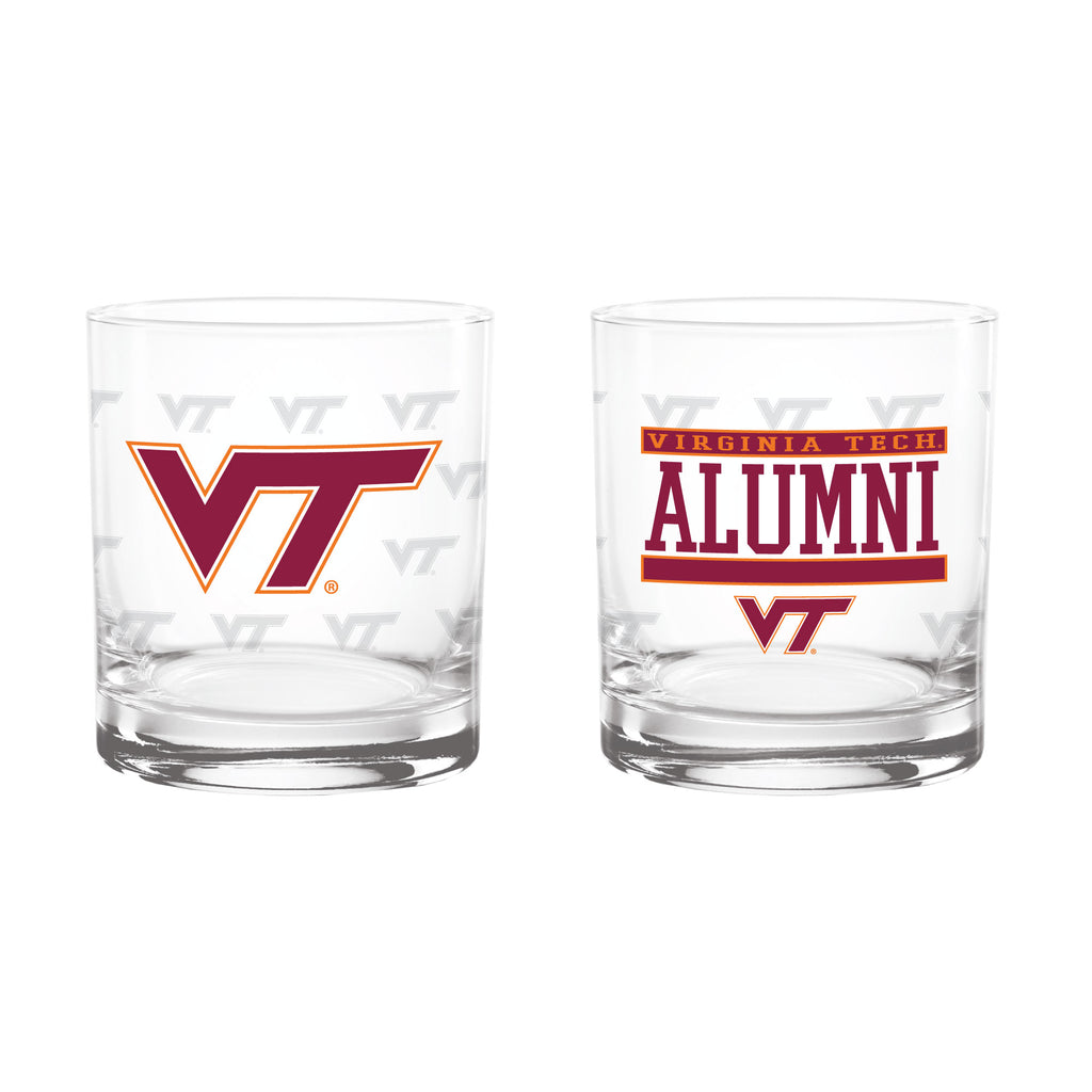 Set of 2 Virginia Tech Hokies 14oz Alumni Rocks Glasses