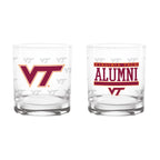 Set of 2 Virginia Tech Hokies 14oz Alumni Rocks Glasses