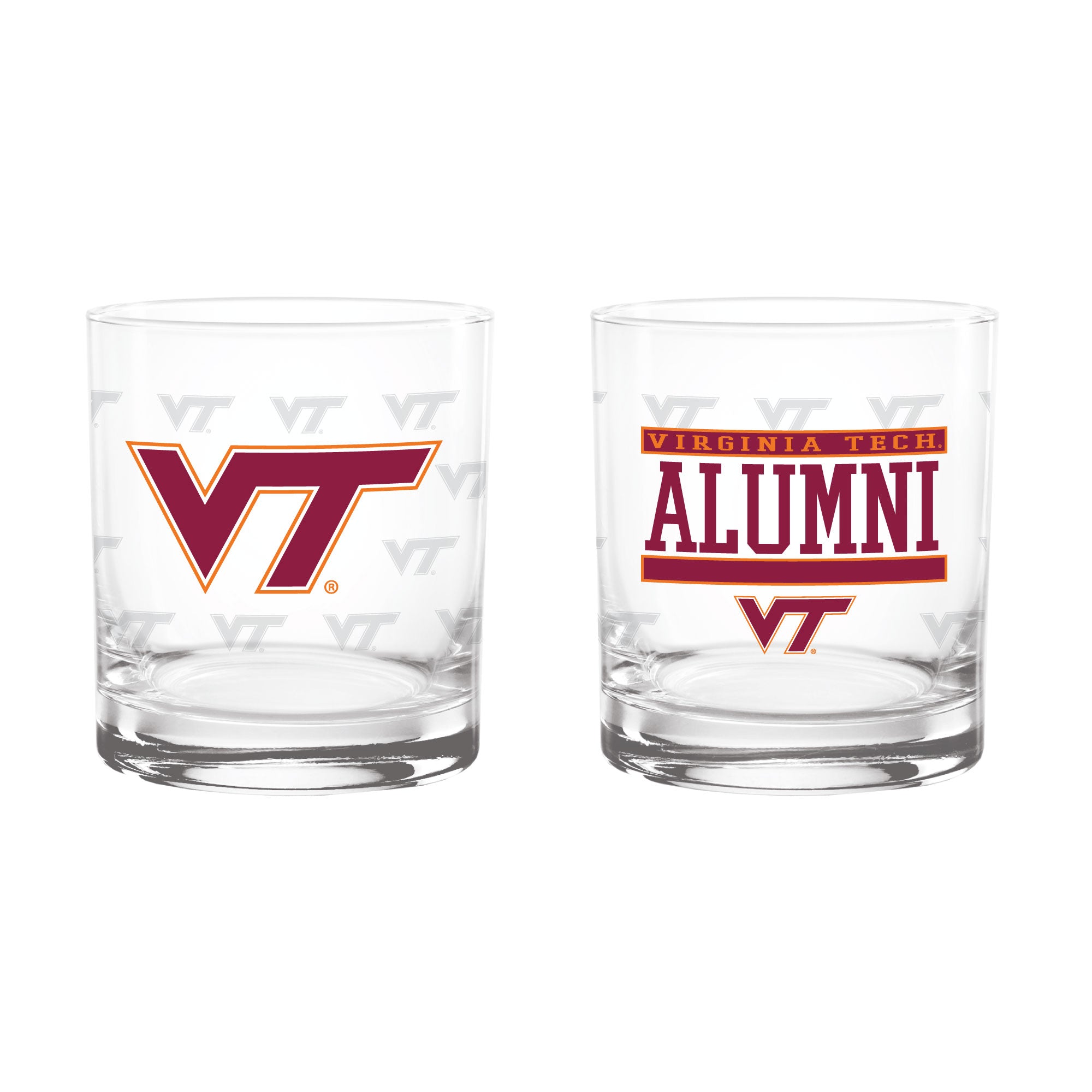 Set of 2 Virginia Tech Hokies 14oz Alumni Rocks Glasses