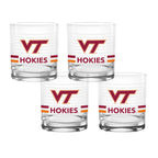 Set of 4 Virginia Tech Hokies 14oz Ring Rocks Glasses