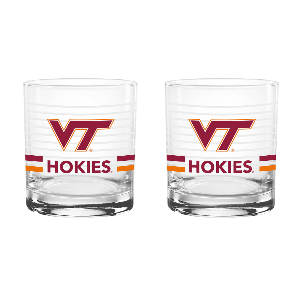Set of 2 Virginia Tech Hokies 14oz Ring Rocks Glasses