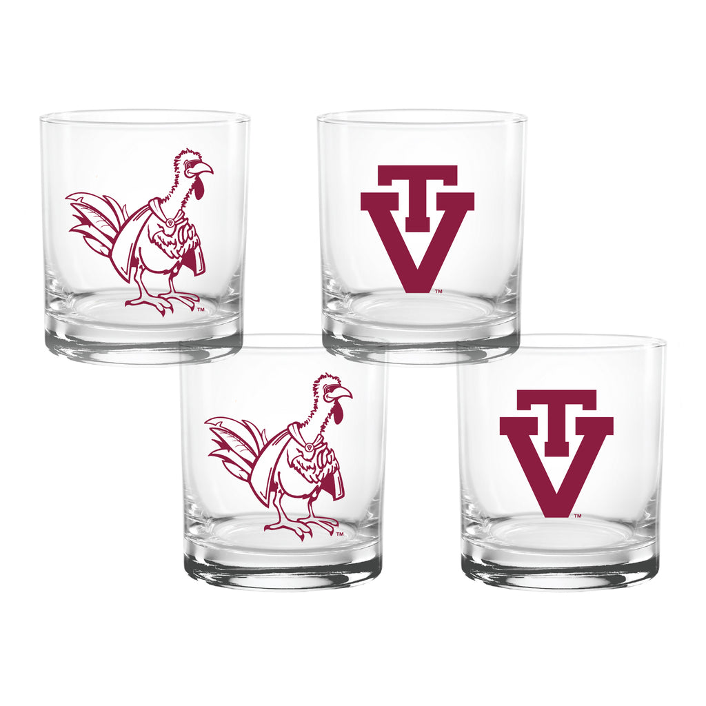 Set of 4 Virginia Tech Hokies College Vault Sketch 14oz Rocks Glasses