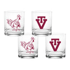 Set of 4 Virginia Tech Hokies College Vault Sketch 14oz Rocks Glasses