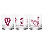 Set of 2 Virginia Tech Hokies College Vault Sketch 14oz Rocks Glasses