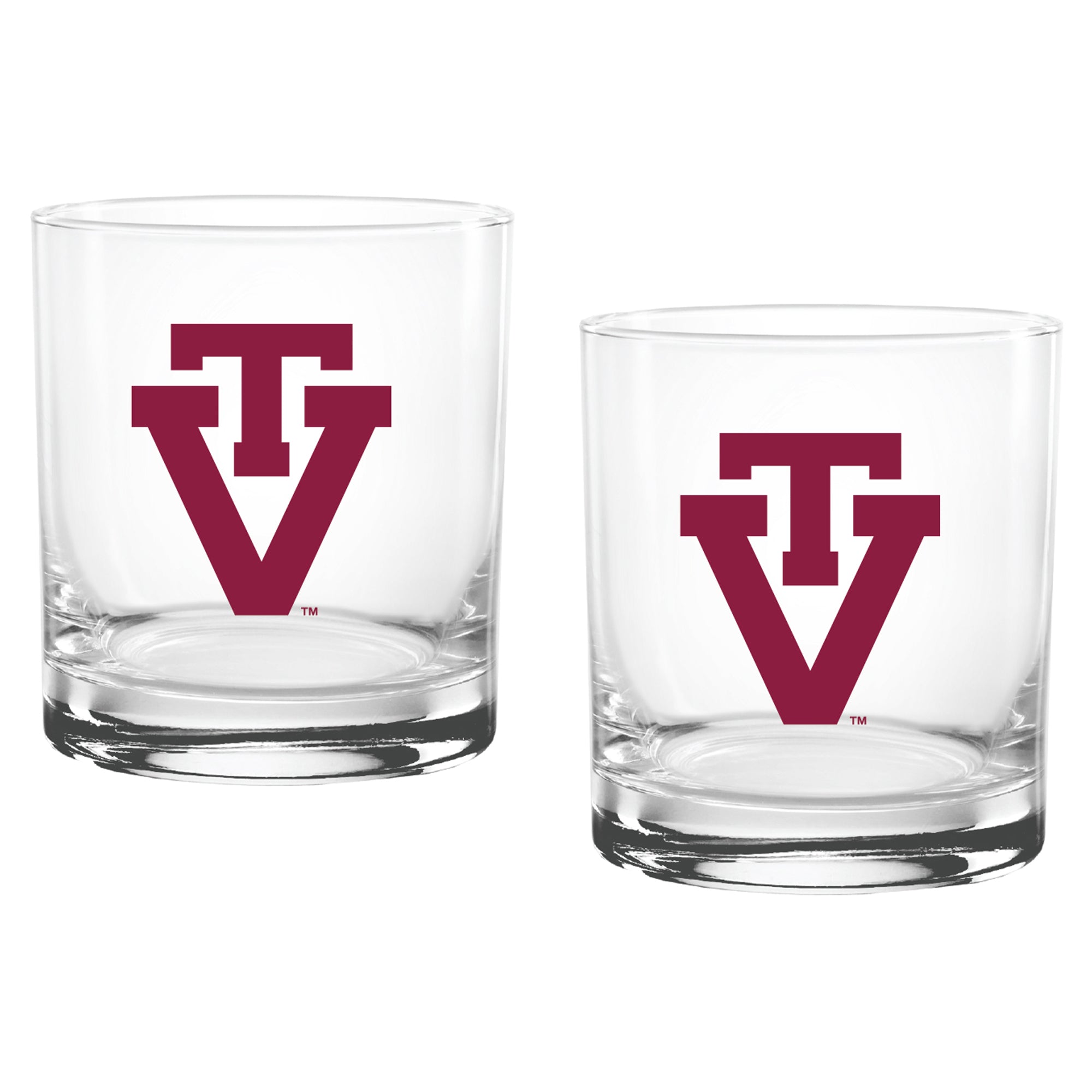 Set of 2 Virginia Tech Hokies College Vault Sketch 14oz Rocks Glasses