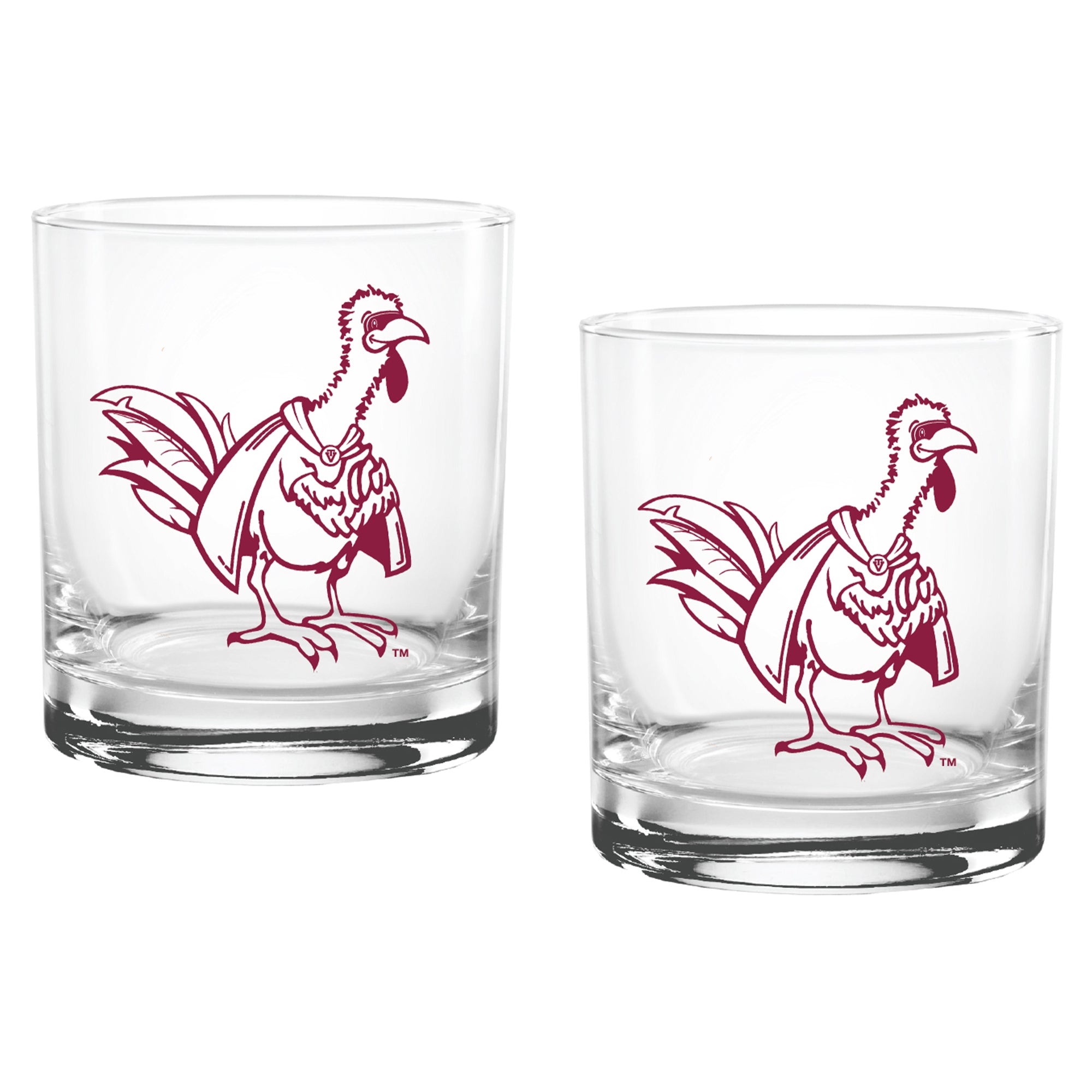 Set of 2 Virginia Tech Hokies College Vault Sketch 14oz Rocks Glasses