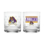Set of 2 East Carolina Pirates 14oz Alumni Rocks Glasses