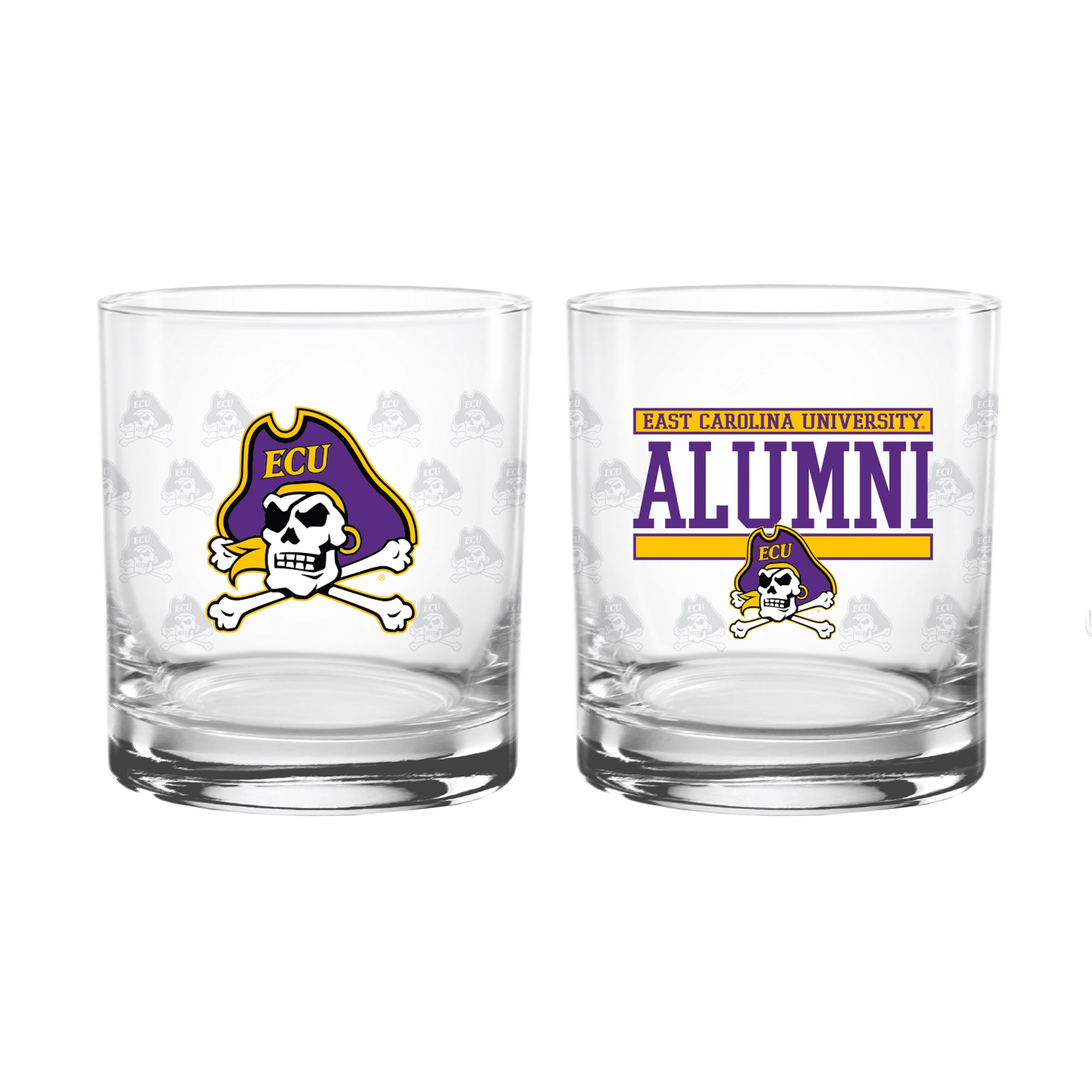 Set of 2 East Carolina Pirates 14oz Alumni Rocks Glasses