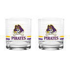 Set of 2 East Carolina Pirates 14oz Ring Rocks Glasses