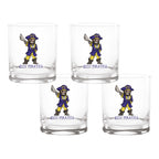 Set of 4 East Carolina Pirates Mascot by Laura Wilcox 14oz Rocks Glasses