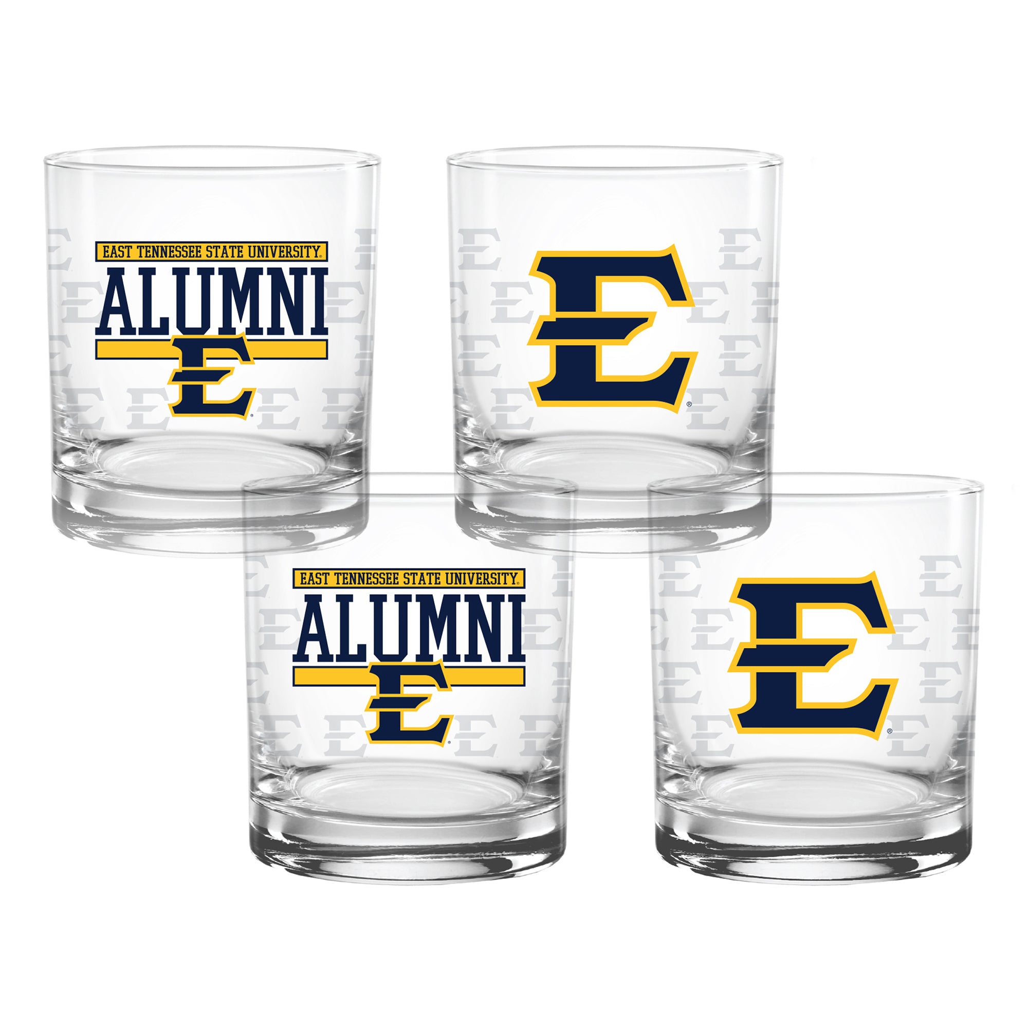 Set of 4 East Tennessee Buccaneers 14oz Alumni Rocks Glasses
