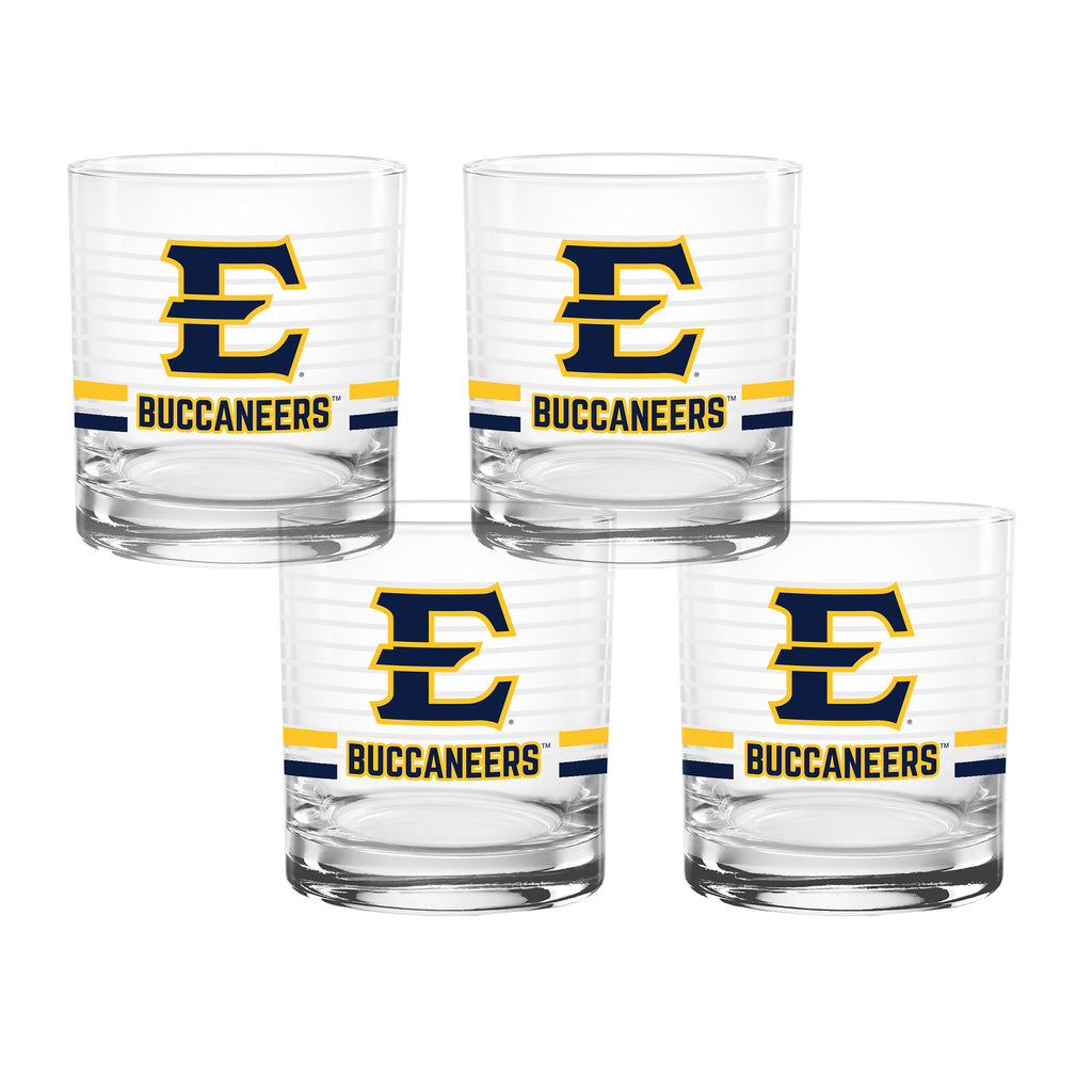 Set of 4 East Tennessee Buccaneers 14oz Ring Rocks Glasses