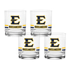 Set of 4 East Tennessee Buccaneers 14oz Ring Rocks Glasses